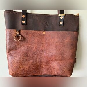 Local artisan, handmade leather tote